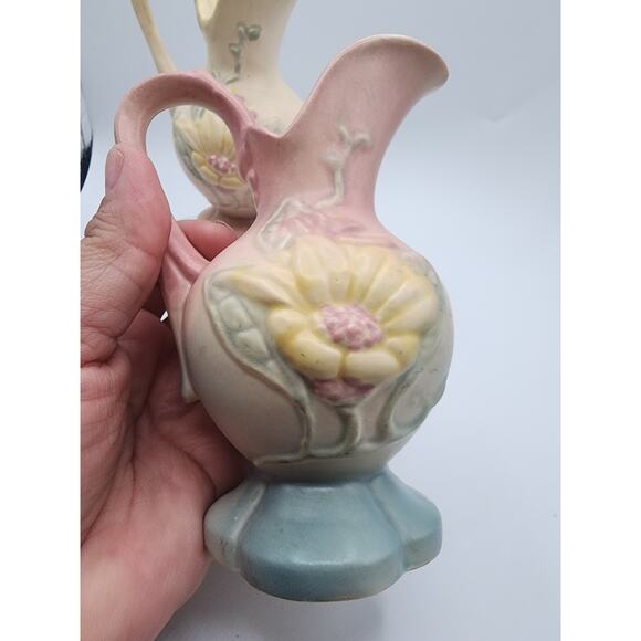 2 1940s Vintage Hull Pottery Ewer/Pitcher/Vases 5” Water Lilly - Picture 2 of 8